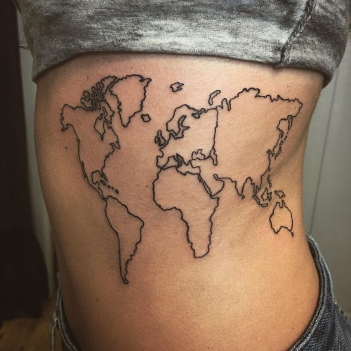 tatouage carte du monde